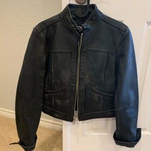 Black leather moto jacket - size M